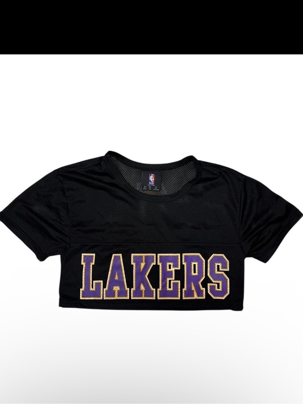 LAKERS LOS ANGELAS nba CROPPED MESH JERSEY BLACK Sz s Blokecore sporty